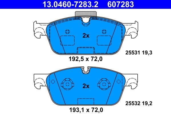 set placute frana,frana disc ATE 13.0460-7283.2