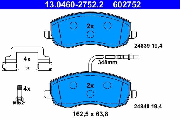set placute frana,frana disc ATE 13.0460-2752.2