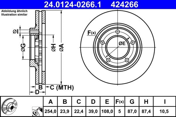 Disc frana ATE 24.0124-0266.1