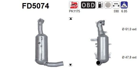 Filtru funingine/particule, sist.de esapament AS FD5074