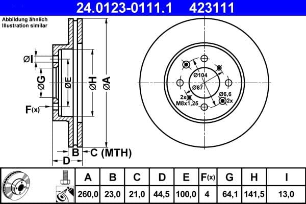 Disc frana ATE 24.0123-0111.1