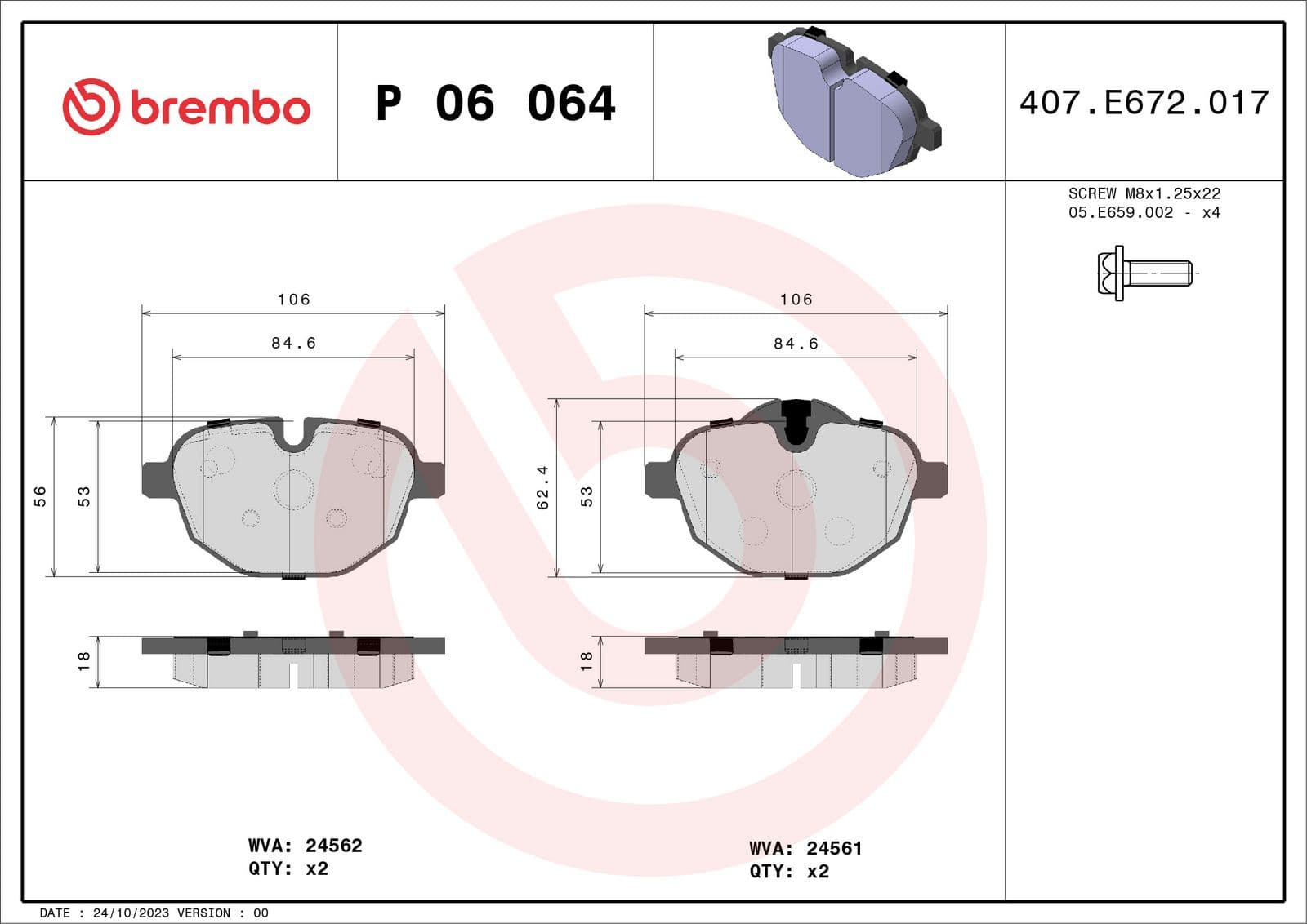 set placute frana,frana disc BREMBO PRIME LINE P 06 064