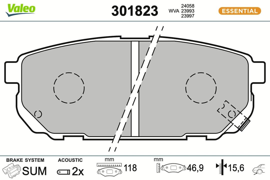 set placute frana,frana disc VALEO ESSENTIAL 301823