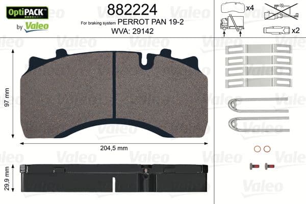 set placute frana,frana disc VALEO OPTIPACK 882224