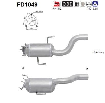 Filtru funingine/particule, sist.de esapament AS FD1049