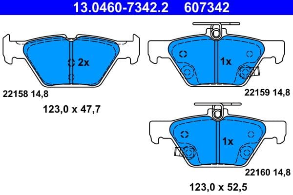 set placute frana,frana disc ATE 13.0460-7342.2