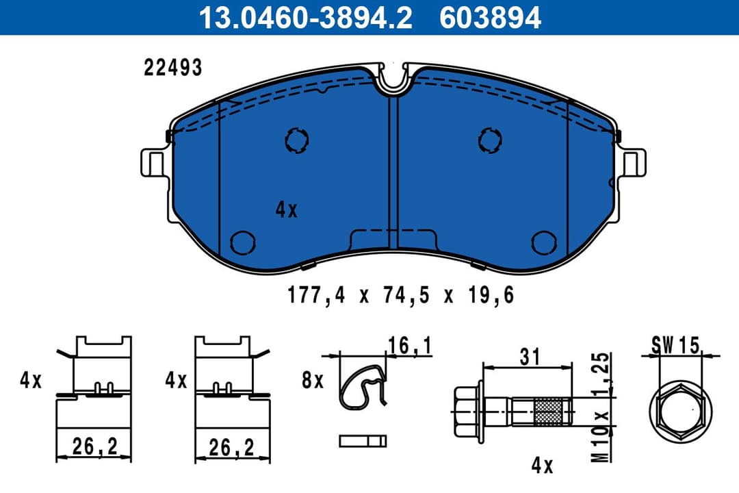set placute frana,frana disc ATE 13.0460-3894.2