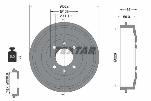 Tambur frana TEXTAR 94010300