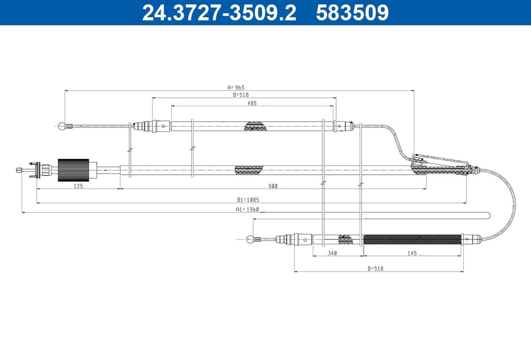 Cablu, frana de parcare ATE 24.3727-3509.2