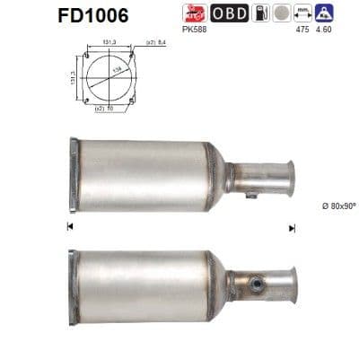 Filtru funingine/particule, sist.de esapament AS FD1006