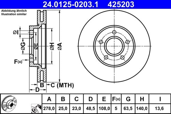 Disc frana ATE 24.0125-0203.1