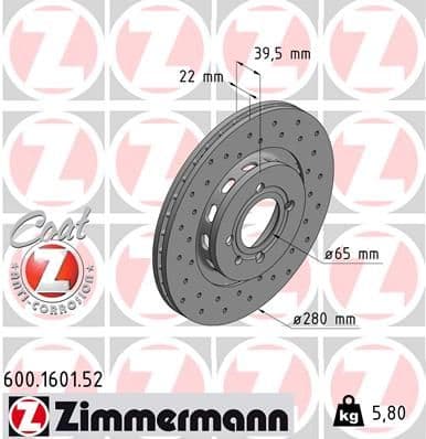 Disc frana ZIMMERMANN 600.1601.52