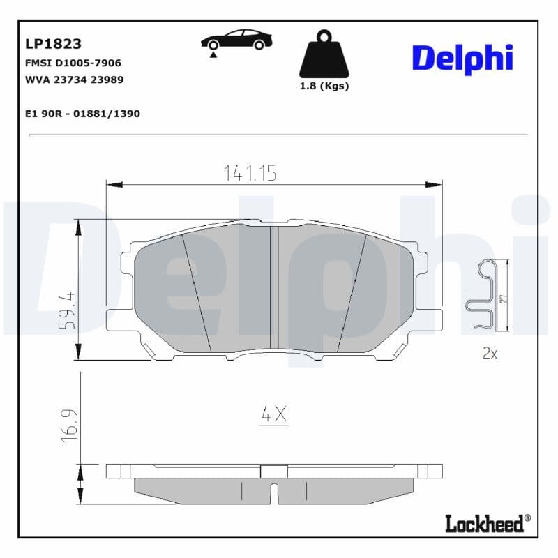 set placute frana,frana disc DELPHI LP1823