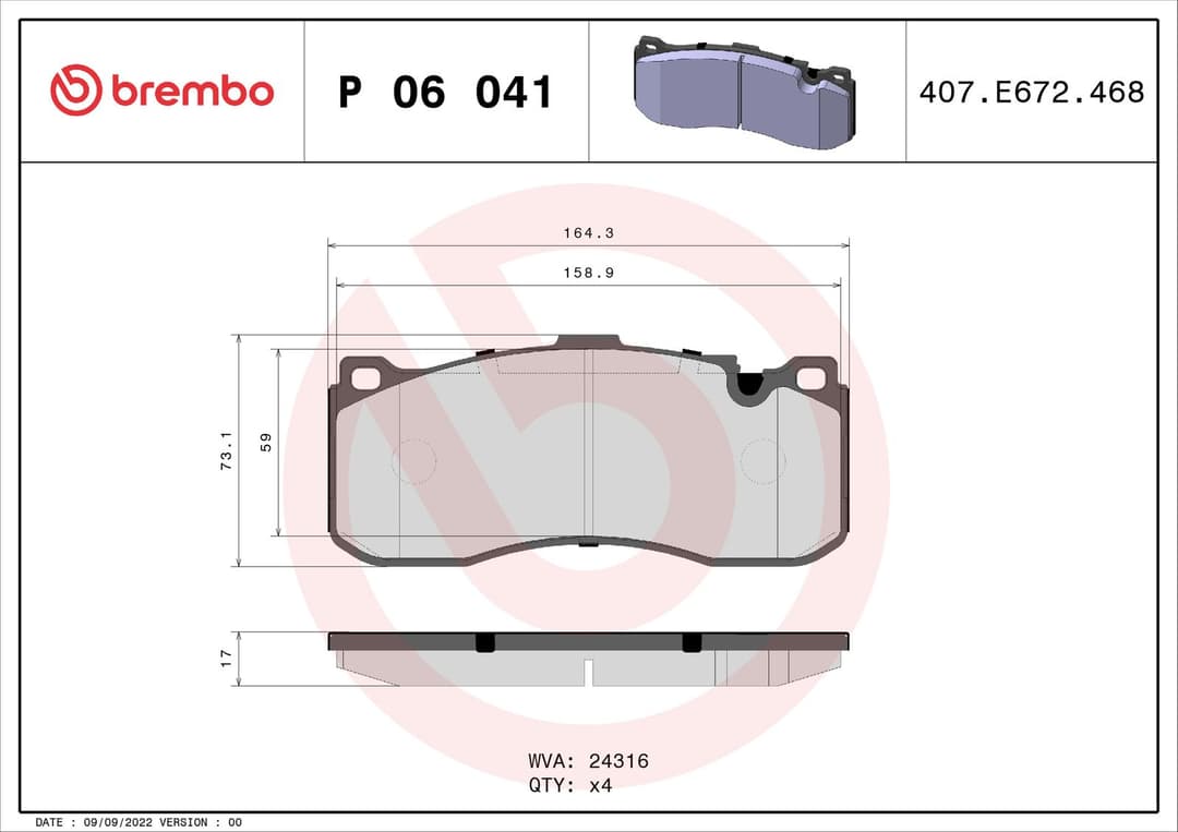 set placute frana,frana disc BREMBO PRIME LINE P 06 041