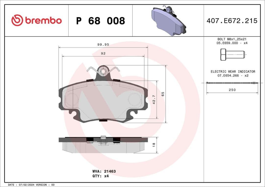 set placute frana,frana disc BREMBO PRIME LINE P 68 008
