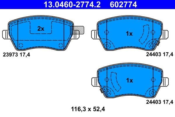 set placute frana,frana disc ATE 13.0460-2774.2