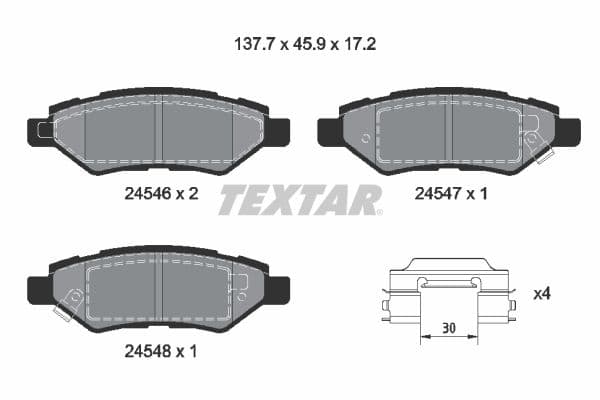 set placute frana,frana disc TEXTAR 2454601
