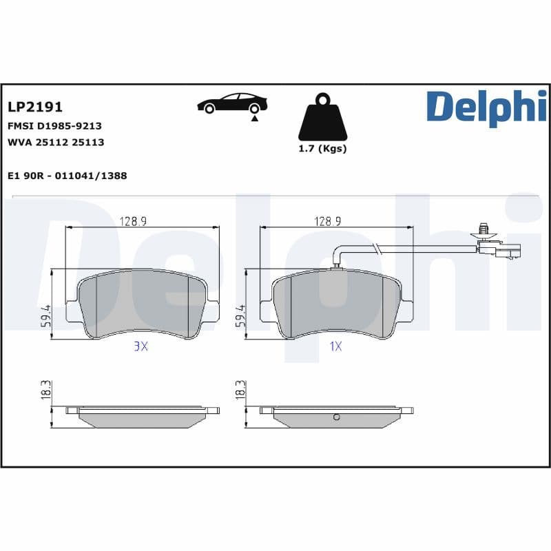 set placute frana,frana disc DELPHI LP2191