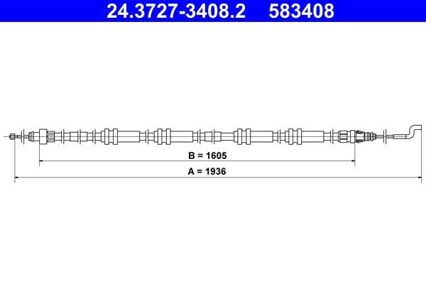 Cablu, frana de parcare ATE 24.3727-3408.2