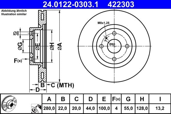 Disc frana ATE 24.0122-0303.1