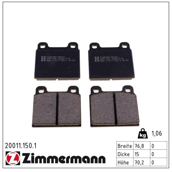 set placute frana,frana disc ZIMMERMANN 20011.150.1