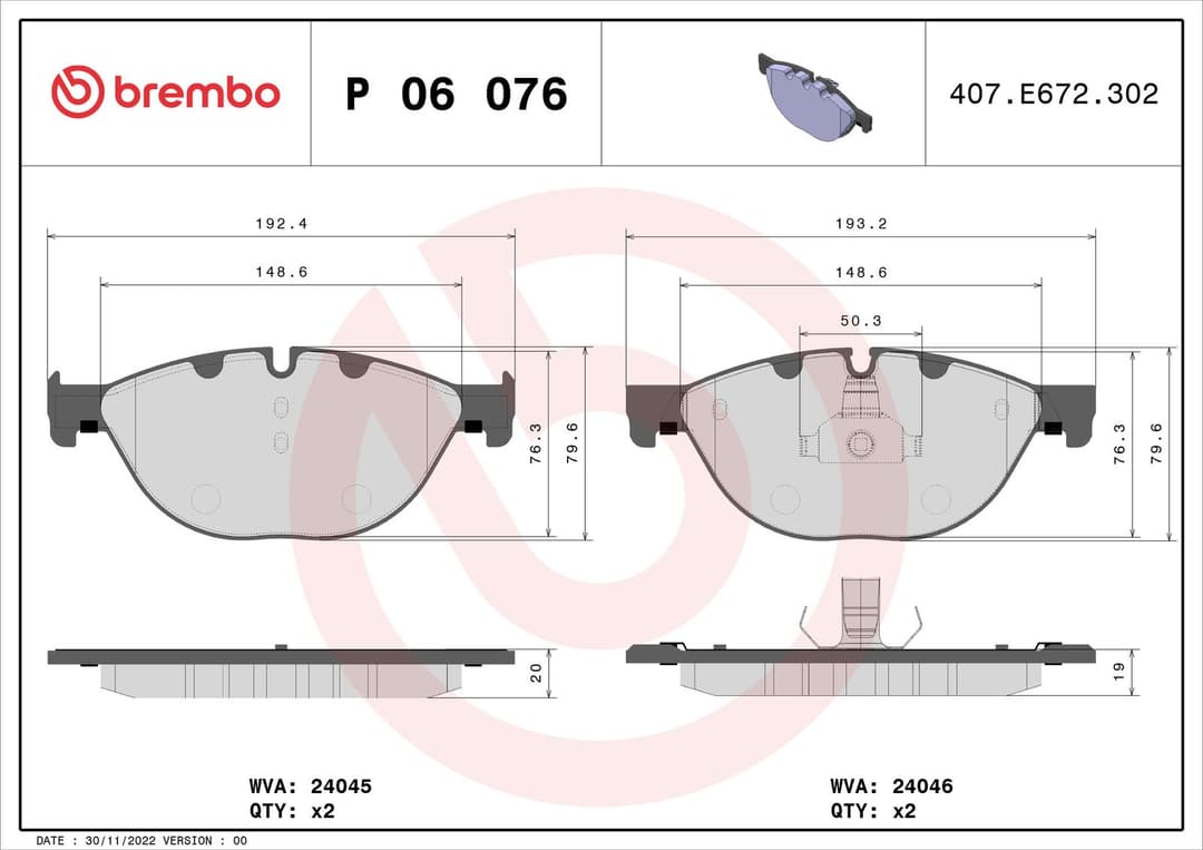set placute frana,frana disc BREMBO PRIME LINE P 06 076