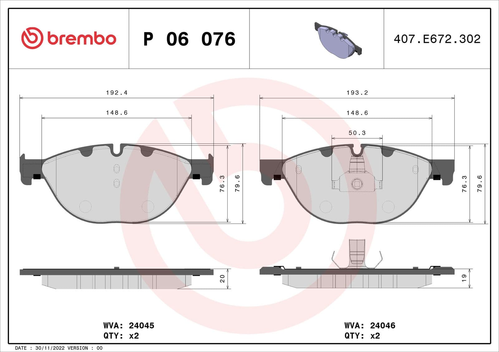 set placute frana,frana disc BREMBO PRIME LINE P 06 076