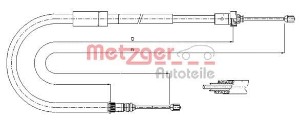 Cablu, frana de parcare METZGER 11.6663