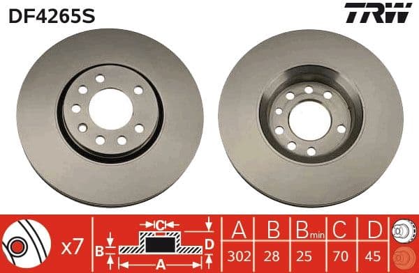 Disc frana TRW SINGLE DF4265S