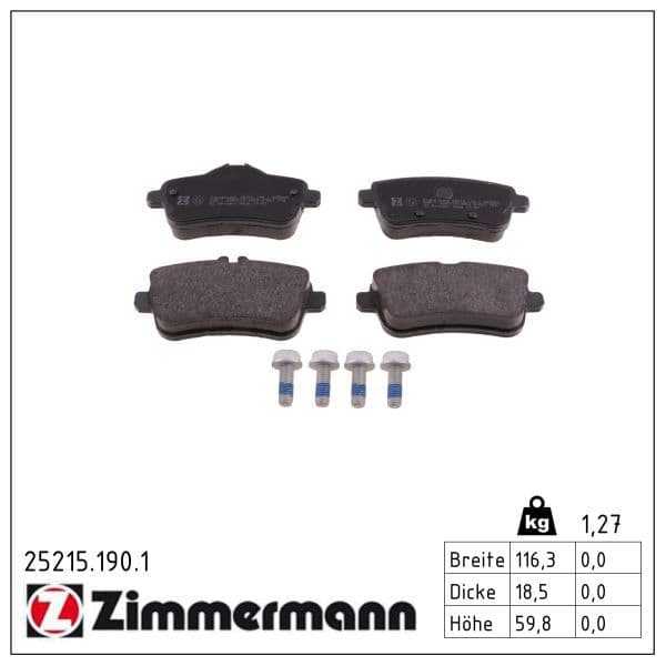 set placute frana,frana disc ZIMMERMANN 25215.190.1