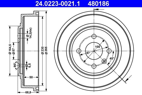 Tambur frana ATE 24.0223-0021.1