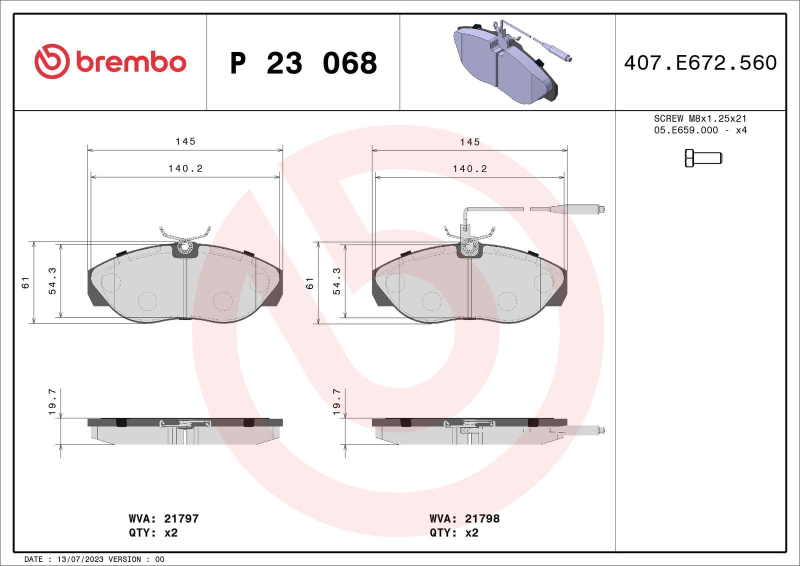 set placute frana,frana disc BREMBO PRIME LINE P 23 068
