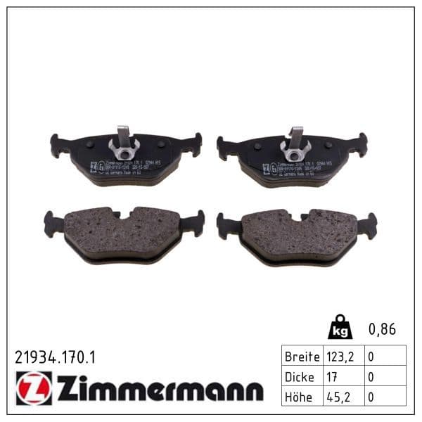 set placute frana,frana disc ZIMMERMANN 21934.170.1