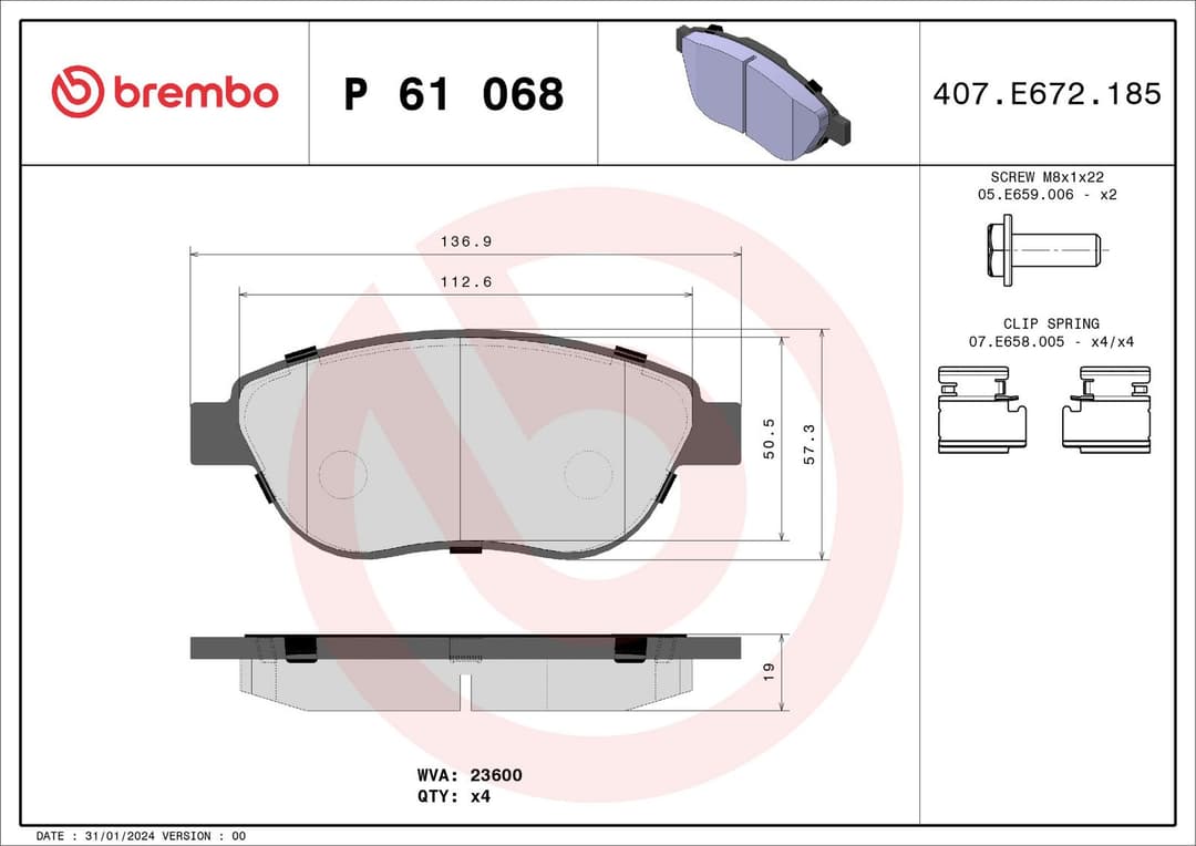 set placute frana,frana disc BREMBO PRIME LINE P 61 068