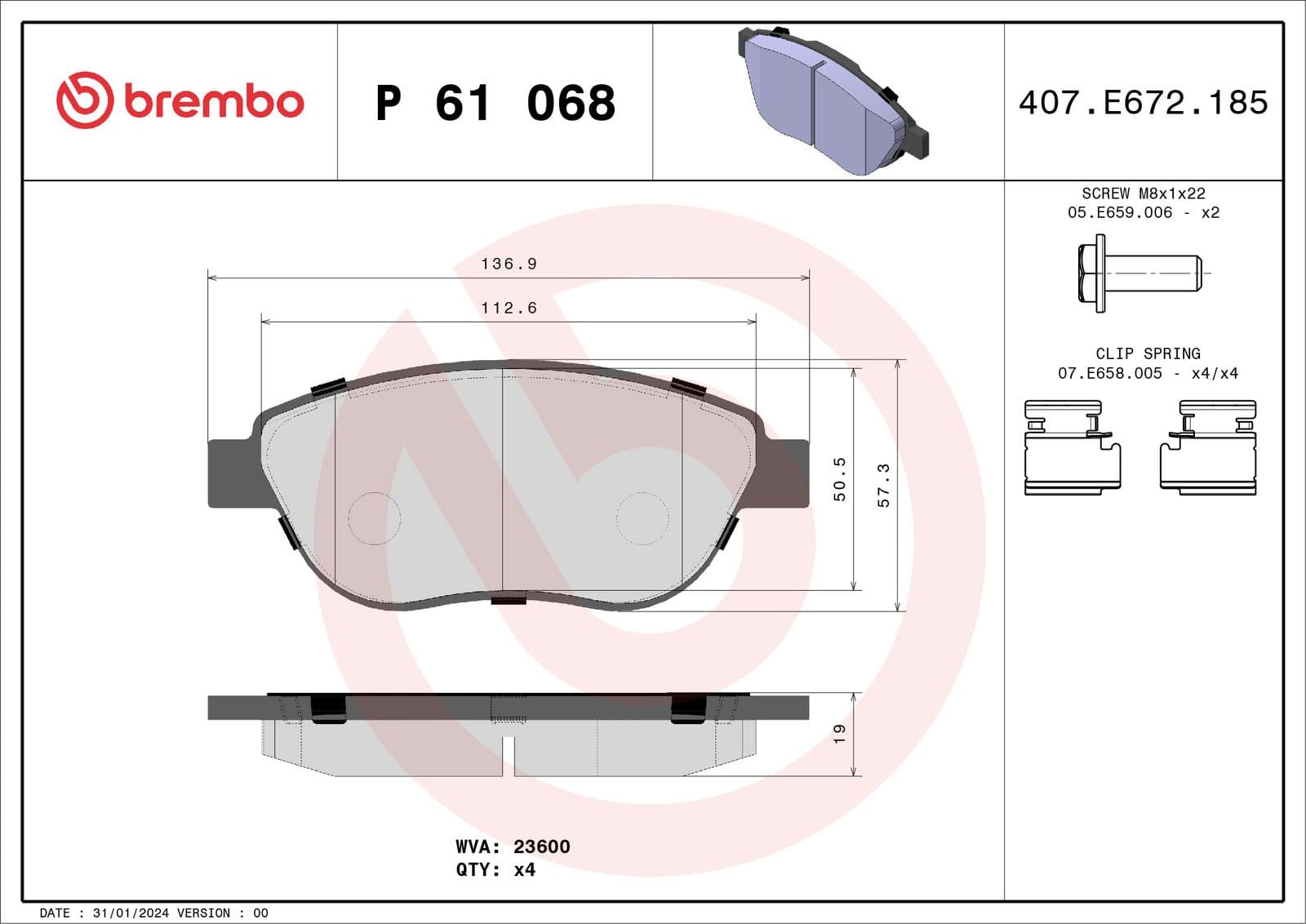 set placute frana,frana disc BREMBO PRIME LINE P 61 068