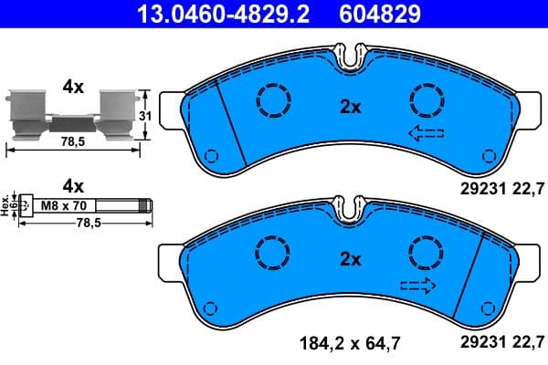 set placute frana,frana disc ATE 13.0460-4829.2