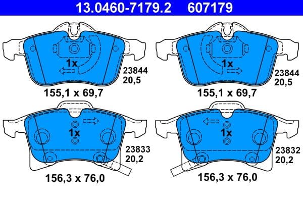 set placute frana,frana disc ATE 13.0460-7179.2