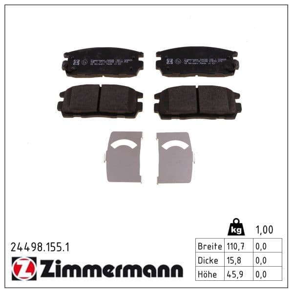 set placute frana,frana disc ZIMMERMANN 24498.155.1