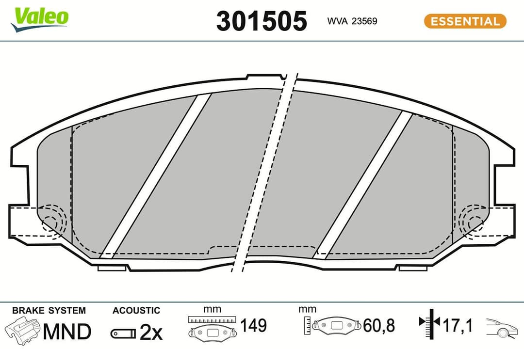 set placute frana,frana disc VALEO ESSENTIAL 301505