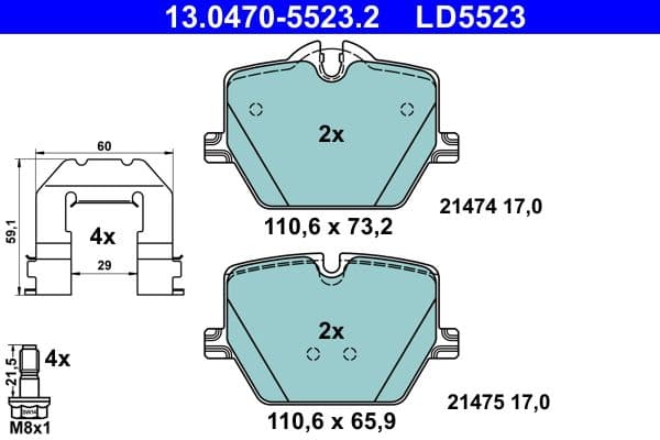 set placute frana,frana disc ATE Ceramic 13.0470-5523.2
