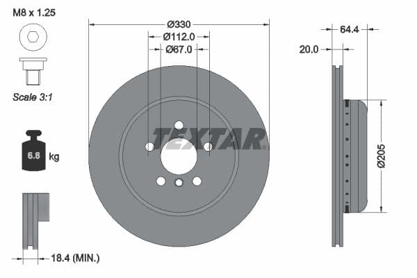 Disc frana TEXTAR PRO+ 92305125