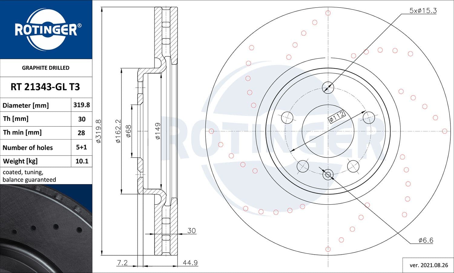 Disc frana ROTINGER RT 21343-GL T3
