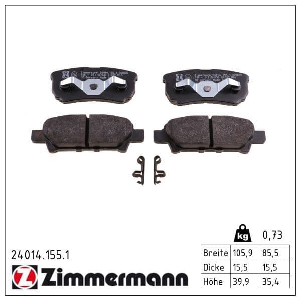 set placute frana,frana disc ZIMMERMANN 24014.155.1