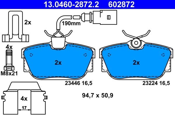 set placute frana,frana disc ATE 13.0460-2872.2