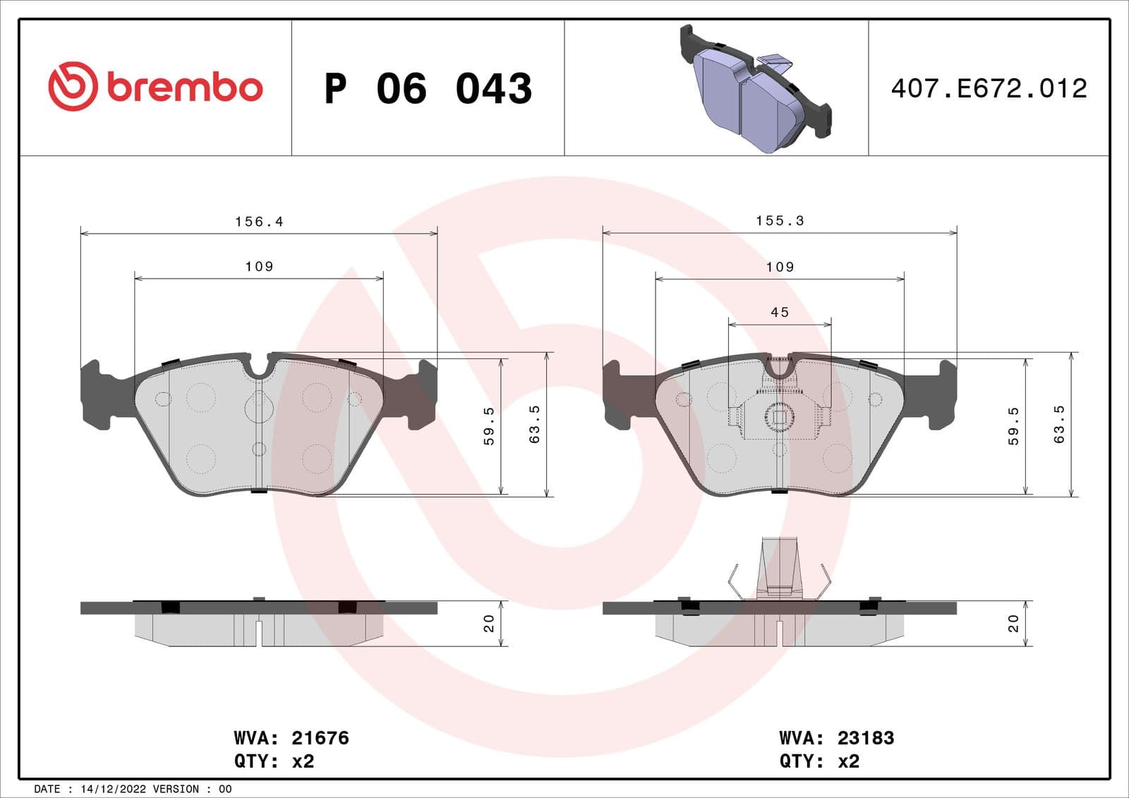 set placute frana,frana disc BREMBO XTRA LINE P 06 043X