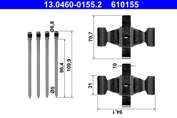 Set accesorii, placute frana ATE 13.0460-0155.2