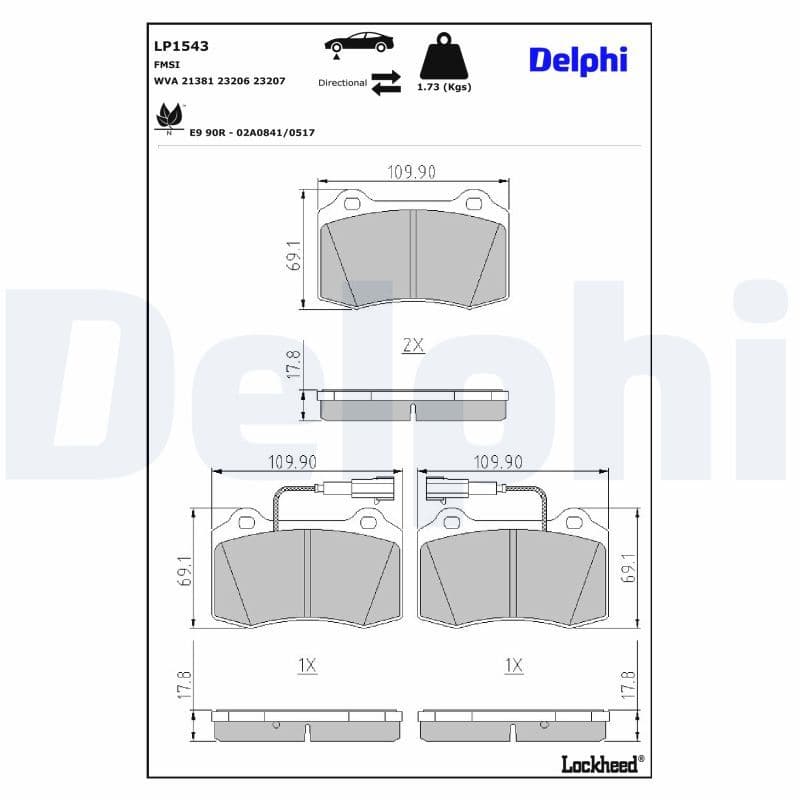 set placute frana,frana disc DELPHI LP1543