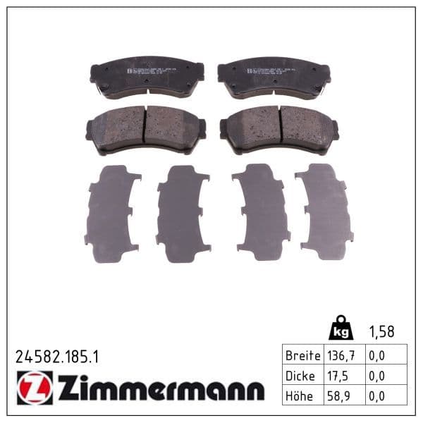 set placute frana,frana disc ZIMMERMANN 24582.185.1