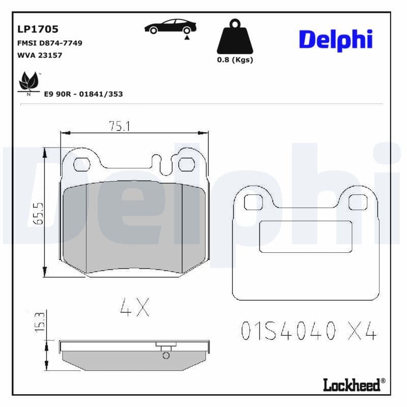set placute frana,frana disc DELPHI LP1705