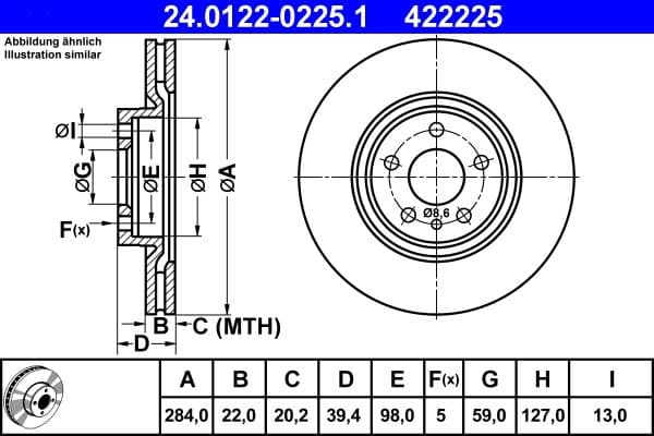 Disc frana ATE 24.0122-0225.1